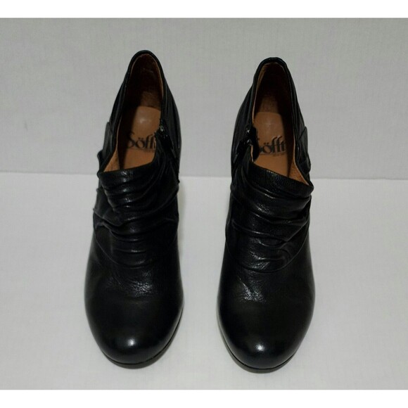 Sofft Womens Florina Leather Ankle Booties 8M Black 3.5" Heel Zipper 1056801 - Picture 4 of 9